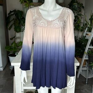 Blue pepper cover-up or treasure dress or long shirt size large 100% rayon